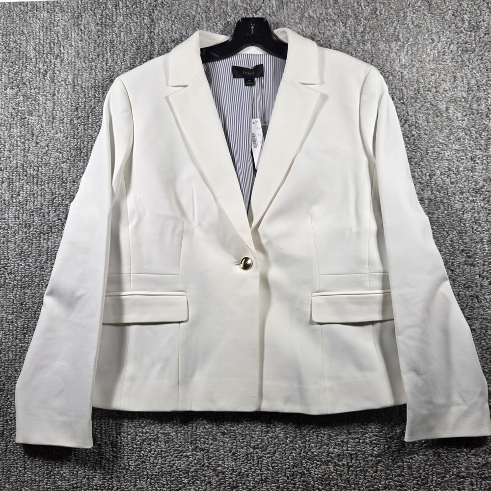 J.Crew Blazer Pleated Peplum Back White Stretch Career Women Size 18